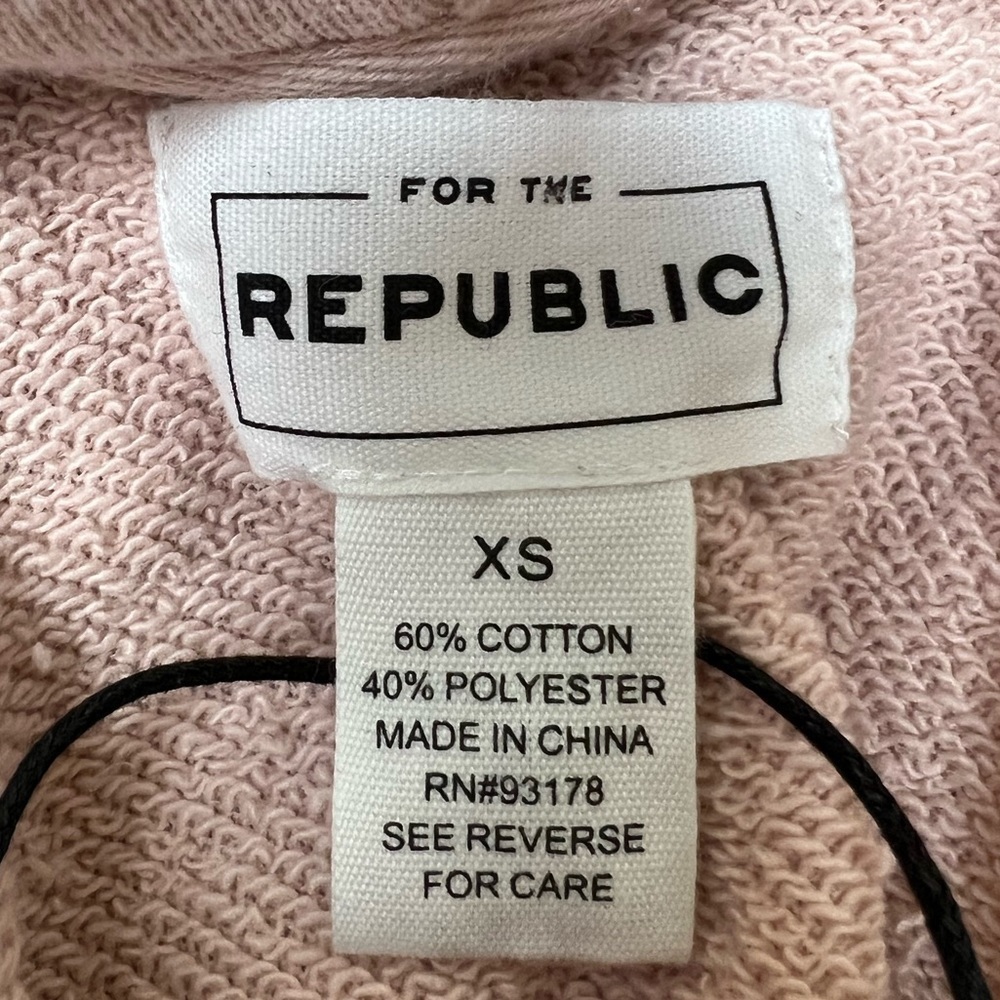 FOR THE REPUBLIC Light Blush Pink Pullover Hoodie Sweatshirt - Size XS, NWT - Picture 8 of 10